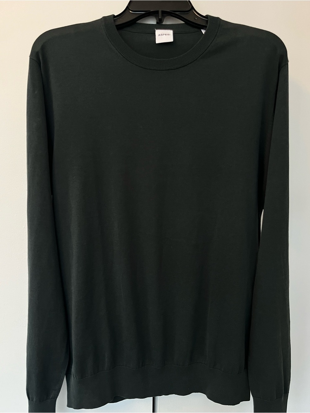 Aspesi Crewneck Cotton Sweater Size 52(L) Hunter Green Casual Luxury Office Fall